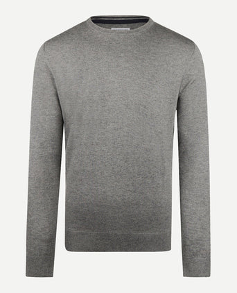 Cotton Merino Crew Neck Sweater | Medium Grey Melange