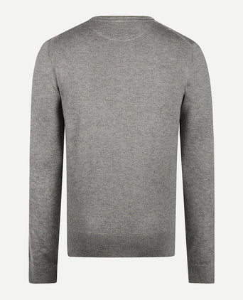 Cotton Merino Crew Neck Sweater | Medium Grey Melange