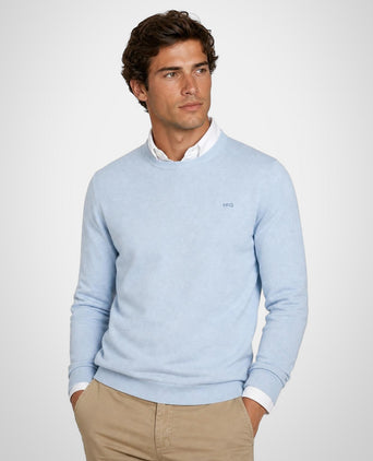 Sweater Cotton-Cashmere Round Neck | Light Blue
