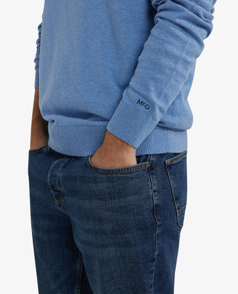 Trui Katoen Merino Ronde Hals | Ice Blue