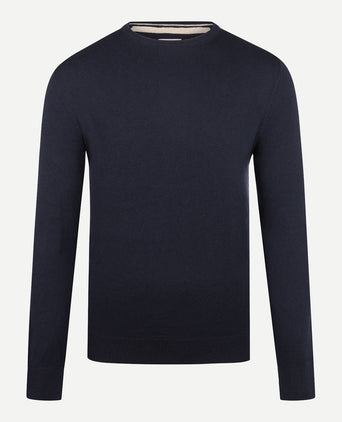 Trui Katoen Merino Ronde Hals | Navy