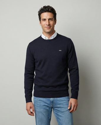 Trui Katoen-Kasjmier Ronde Hals | Navy