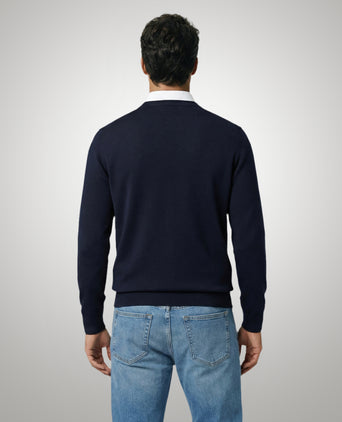 Trui Katoen-Kasjmier Ronde Hals | Navy