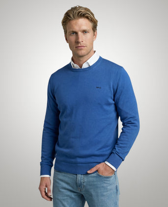 Trui Katoen-Kasjmier Ronde Hals | Kobalt