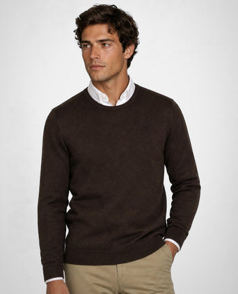 Trui Katoen-Kasjmier Ronde Hals | Chocolate Brown
