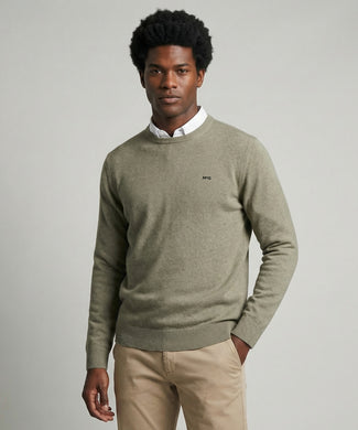 Trui Katoen-Kasjmier Ronde Hals | Light Olive Trui Katoen-Kasjmier Ronde Hals | Light Olive