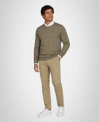 Trui Katoen-Kasjmier Ronde Hals | Light Olive