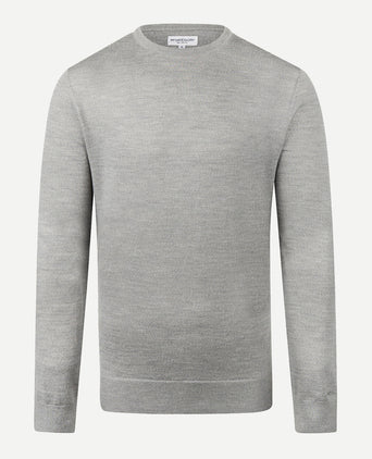 Luxury Merino Wool Crew Neck Sweater | Medium Grey Melange