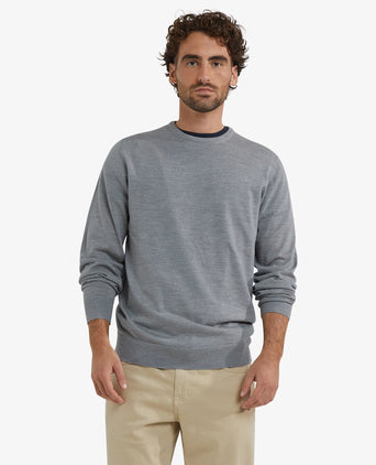 Luxury Merino Wool Crew Neck Sweater | Medium Grey Melange