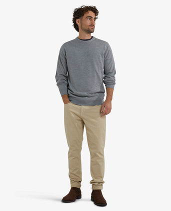 Luxury Merino Wool Crew Neck Sweater | Medium Grey Melange