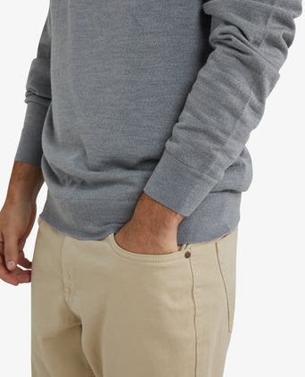 Luxury Merino Wool Crew Neck Sweater | Medium Grey Melange