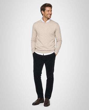 Luxury Merino Wool Crew Neck Sweater | Camel
