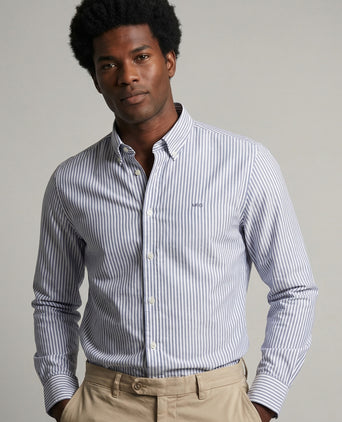 Overhemd Oxford Grote Streep | Navy