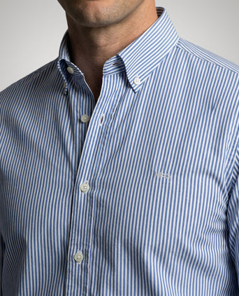 Overhemd Poplin Streep | Kobalt