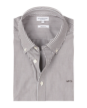 Poplin Stripe Shirt | Chocolate Brown