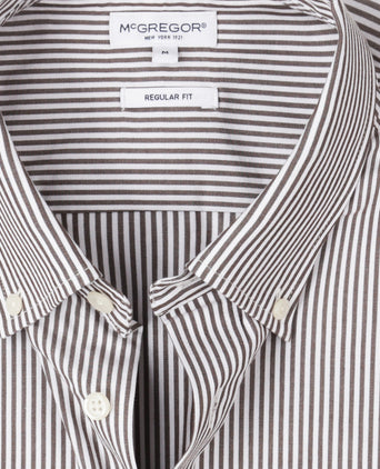 Poplin Stripe Shirt | Chocolate Brown