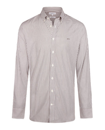Poplin Stripe Shirt | Chocolate Brown