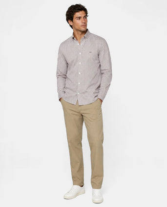 Poplin Stripe Shirt | Chocolate Brown