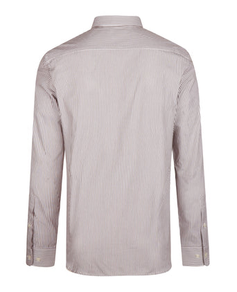 Poplin Stripe Shirt | Chocolate Brown