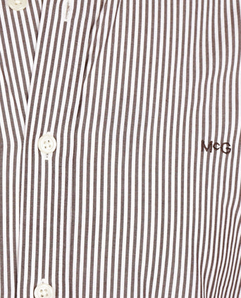 Poplin Stripe Shirt | Chocolate Brown