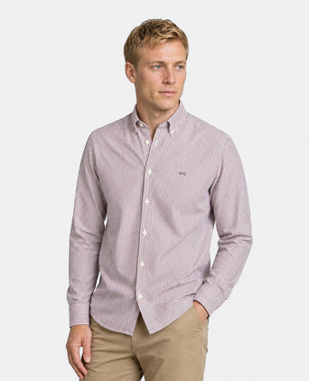 Poplin Stripe Shirt | Burgundy