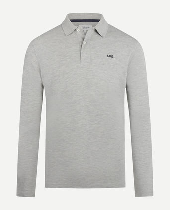 Polo piqué lange mouw | Medium Grey Melange