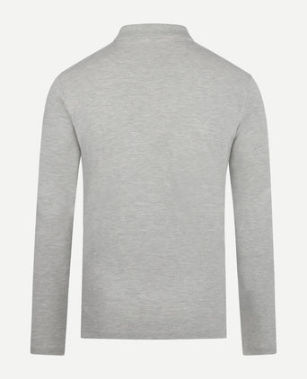 Polo piqué lange mouw | Medium Grey Melange