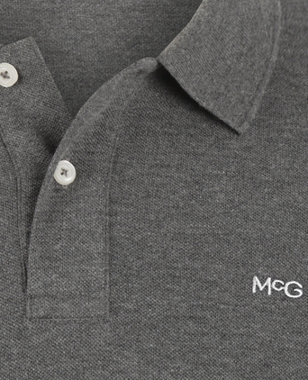 Long Sleeve Piqué Polo | Dark Grey Melange