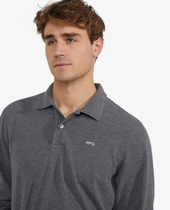 Long Sleeve Piqué Polo | Dark Grey Melange