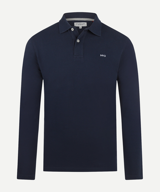 Polo piqué lange mouw | Navy Polo piqué lange mouw | Navy
