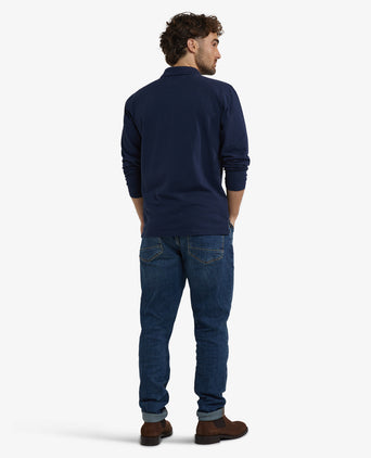 Long Sleeve Piqué Polo | Navy