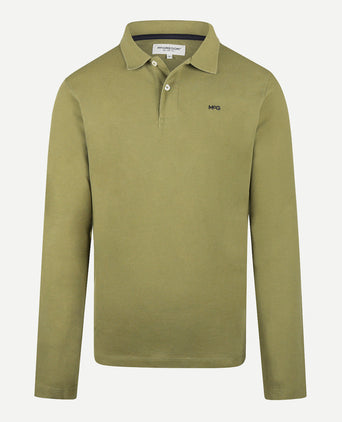 Polo piqué lange mouw | Moss Green