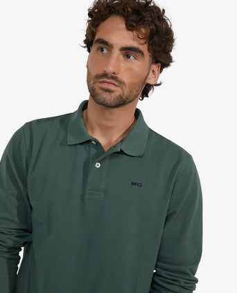 Long Sleeve Piqué Polo | Winter Sage