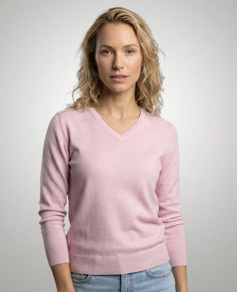 Trui Katoen-Kasjmier V-Hals | Light Pink