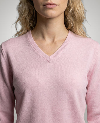 Trui Katoen-Kasjmier V-Hals | Light Pink