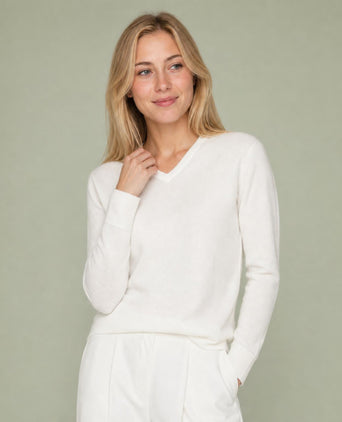 Sweater Cotton-Cashmere V-Neck | Off White