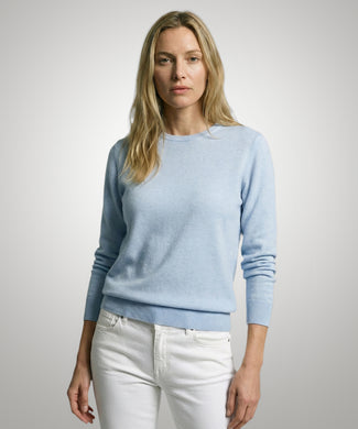 Sweater Cotton-Cashmere Round Neck | Light Blue Sweater Cotton-Cashmere Round Neck | Light Blue