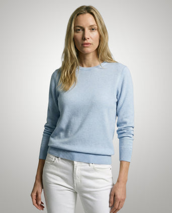Trui Katoen-Kasjmier Ronde Hals | Light Blue