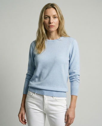 Trui Katoen-Kasjmier Ronde Hals | Light Blue