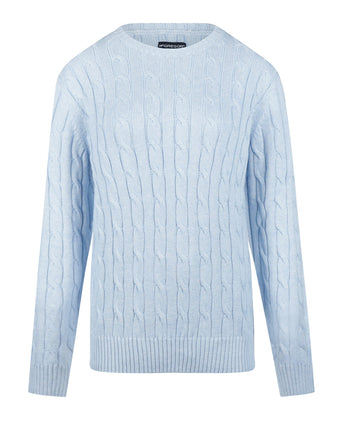 Trui Kabelpatroon Katoen-Kasjmier Ronde Hals | Light Blue
