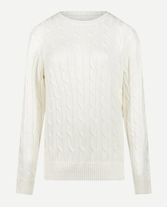 Trui Kabelpatroon Katoen Cashmere Ronde Hals | Off White
