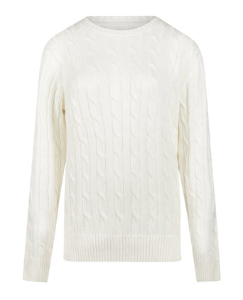 Trui Kabelpatroon Katoen-Kasjmier Ronde Hals | Off White