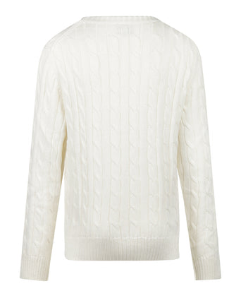 Sweater Cable Knit Cotton-Cashmere Round Neck | Off White