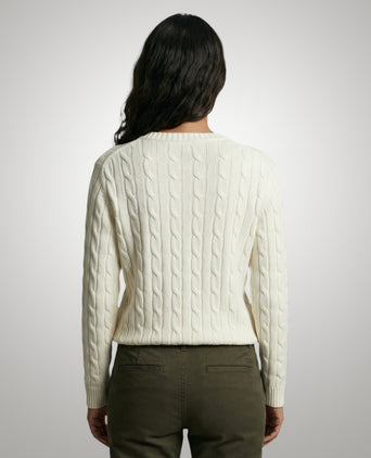Sweater Cable Knit Cotton-Cashmere Round Neck | Off White