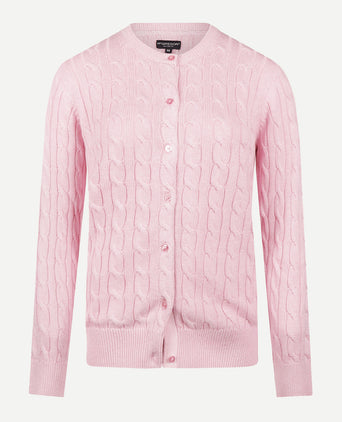 Cardigan Cable Knit Cotton-Cashmere | Light Pink