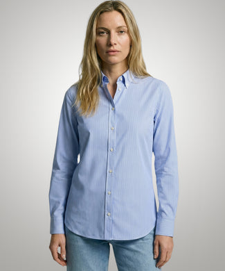 Blouse Poplin Streep | Light Blue Blouse Poplin Streep | Light Blue