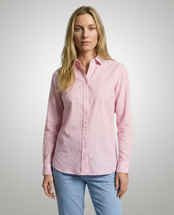 Blouse Katoen Linnen Streep | Light Pink