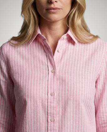 Blouse Cotton Linen Stripe | Light Pink