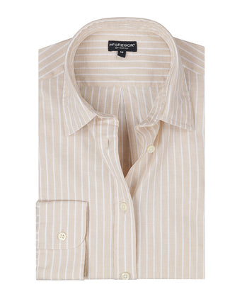Blouse Cotton Linen Stripe | Ecru
