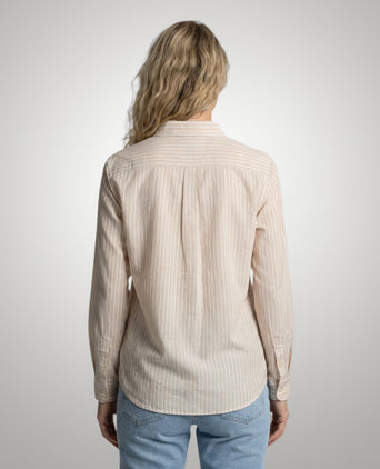 Blouse Cotton Linen Stripe | Ecru